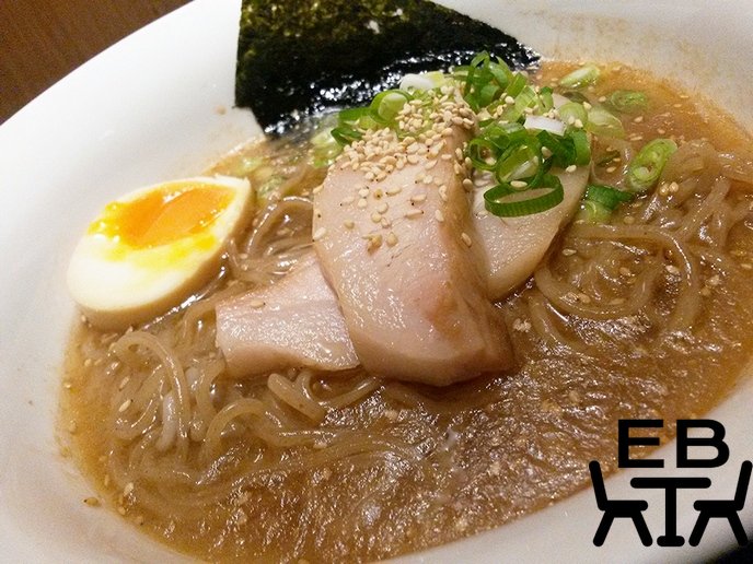 The ramen we had been looking forward to. This is the black garlic oil version.