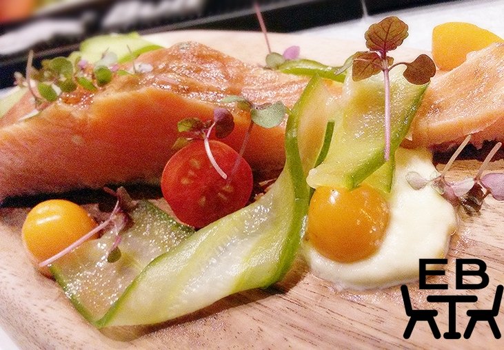 The beautifully plated smoked trout dish.