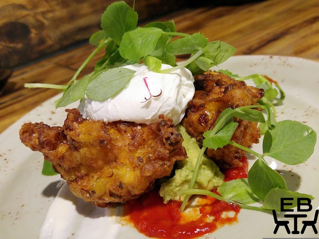 Hash corn and prawn fritters