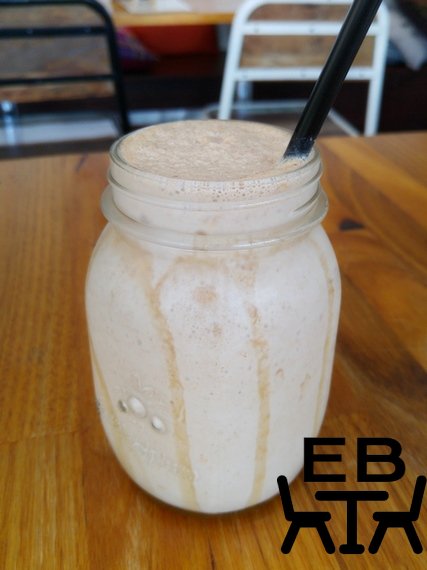 A delicious Nutella and peanut butter shake.