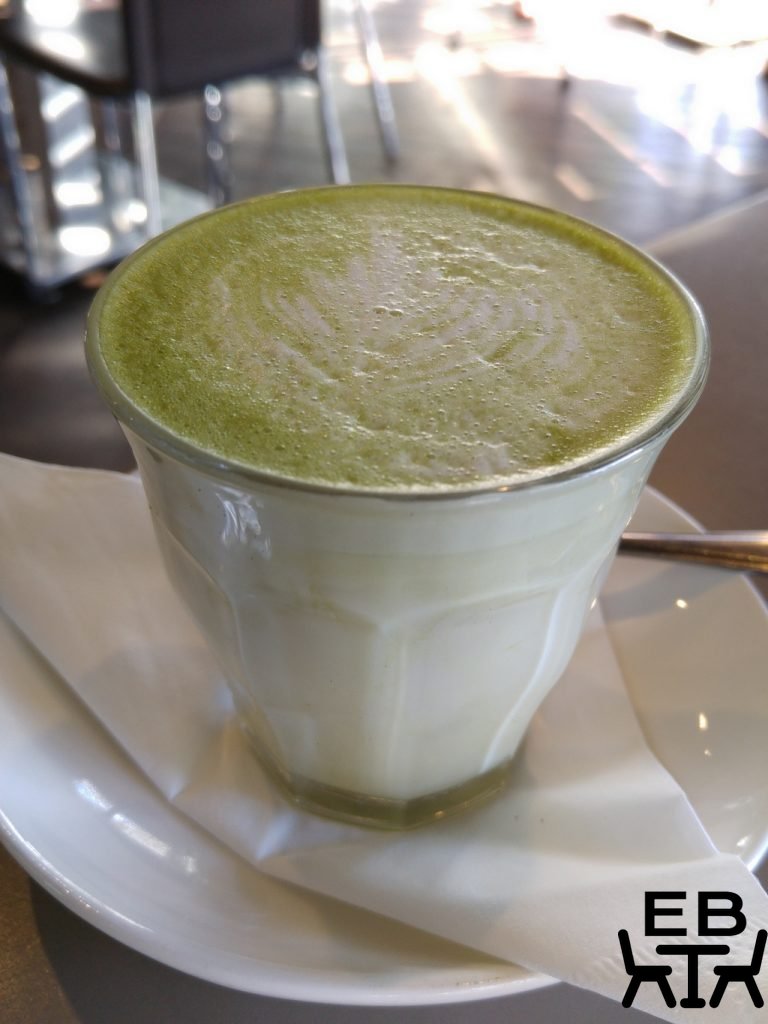 The matcha latte. Mostly latte, barely any matcha, as the colour indicates.