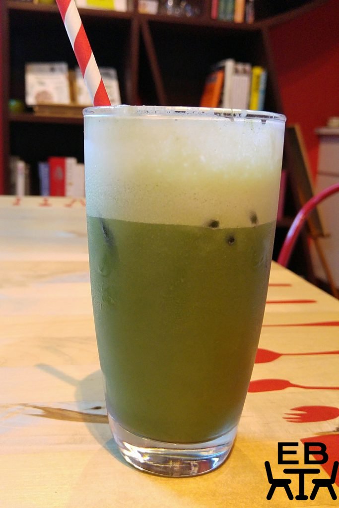 After mixing. Note to every other cafe around, that is how an iced matcha latte is supposed to look.