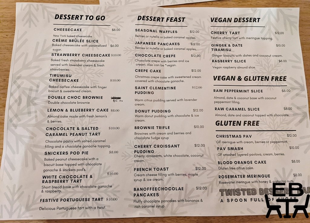 twisted dessert bar menu